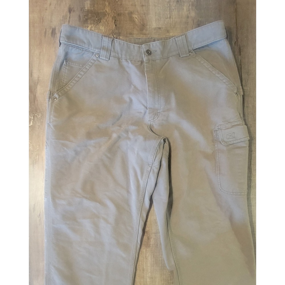 Duluth Trading Co Mens 40x30 Flex Fire Hose 3237-23 Gray Canvas Heavy Work Pants